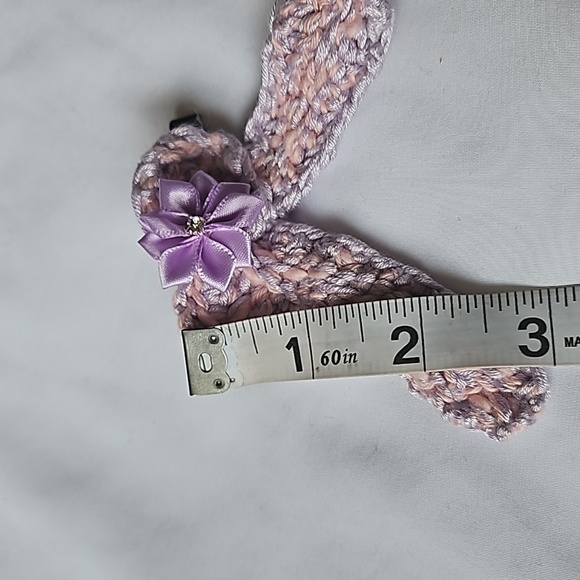 Hand Crafted Purple Crochet  Bow Hair Clip Accessory 2.5" black alligator clip - Picture 12 of 17